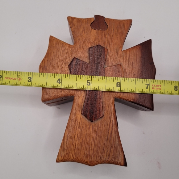Accents Vintage Wooden Cross Puzzle Trinket Keepsake Box Costa Rica